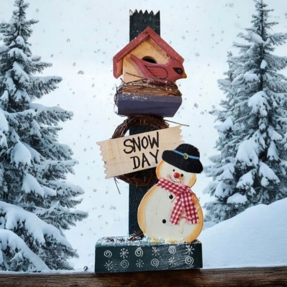 Snowman & Birdhouse SNOWDAY winter Christmas decor